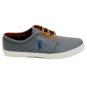 Polo Ralph Lauren Men's Faxon Sneaker Low Top Gray Sport Leather Size 8.5